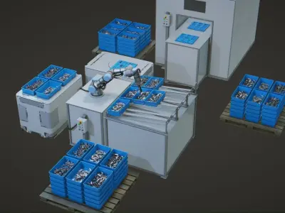 Industrial Packing Machine Collection Low-poly 3D model
