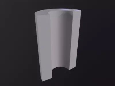 A Hollowed Circle Half Cylinder 3D Model Low-poly 3D model