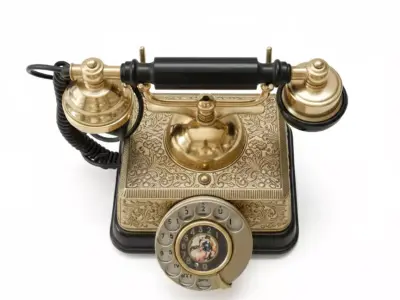 Vintage Brass Rotary Telephone 3D Model 3D model