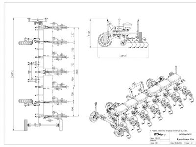 WG 0002 - Inter-row cultivator with dry fertilizer 400 3D model