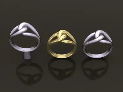 Cocktail Rope Knot Ring Band Mix Size 3D print model