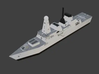 Low Poly Type 45 destroyer Low-poly 3D model