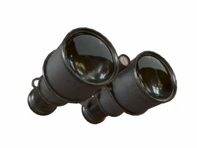 Black Vintage Binocular Low-poly 3D model