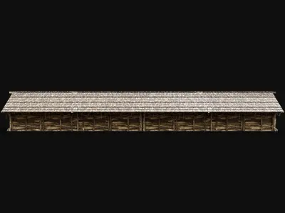 SLAVIC LONG HOUSE HUT FARM SHED BARN COTTAGE MEDIEVAL WOODEN AAA Low-poly 3D model
