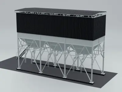 steelwork metal building with stairs 3D model