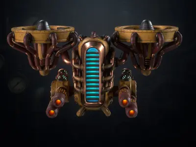 SteamPunk Battle Drone Low-poly 3D model