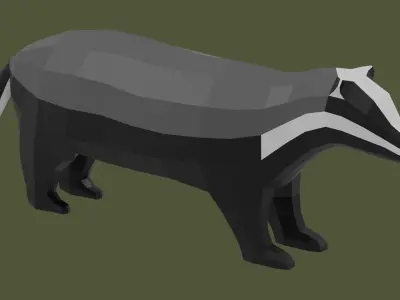 Stylized lowpoly BADGER Low-poly 3D model