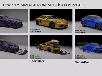 Lowpoly Game Ready Cars with modification Free low-poly 3D model