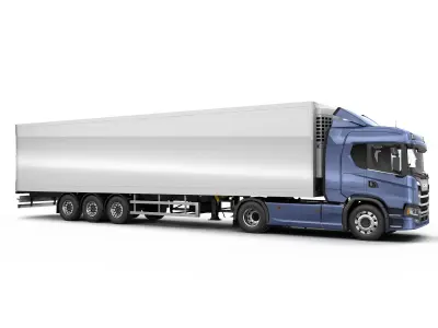 Semi Trailer truck with Trailer 3D model