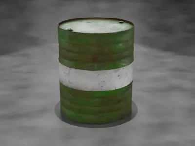 Set of worn barrels Low-poly 3D model