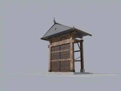 Japanese Yakuimon Gate - Samurai Residence Low Poly Low-poly 3D model