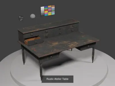 Rustic Atelier Furniture Set 3D Model Pack