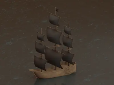 Old Ship Animated 3D Model Low-poly 3D model