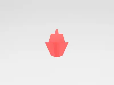 Cartoon Simple Warship v1 003 Low-poly 3D model