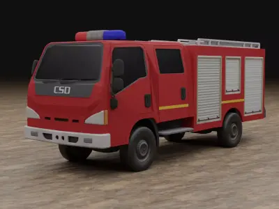 Fire Truck Low-poly 3D model from CGTrader - Low-poly