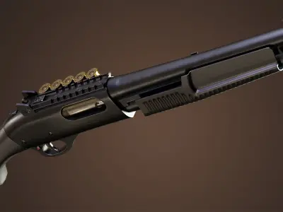 Pump Shotgun Game Rready Low-poly 3D model