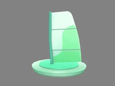 Cartoon green sailboat Low-poly 3D model