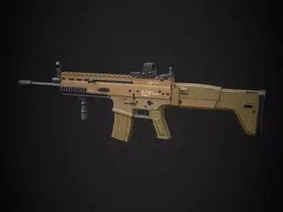 Scar Assault Rifle Highly Optimised Low-poly 3D model