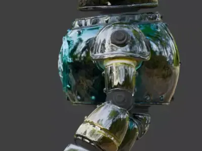 Heavy Metallic Atompunk Coilbot 3D Model Low-poly 3D model