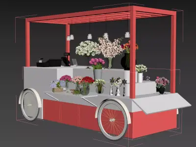 Flowers Cart  Food Cart  Trolly 3D model