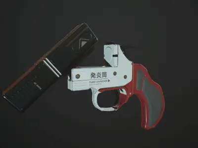 Flare Gun Low-poly 3D model 3