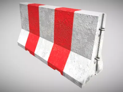 Concrete Barrier Red And White VR AR Low-poly Low-poly 3D model