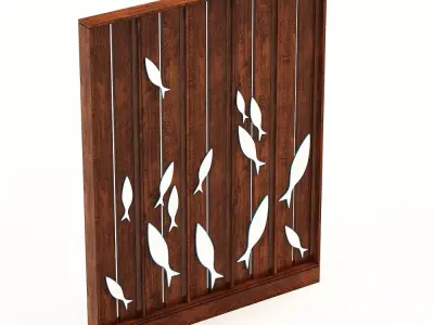 fish-partition wooden wall with fish 3D model