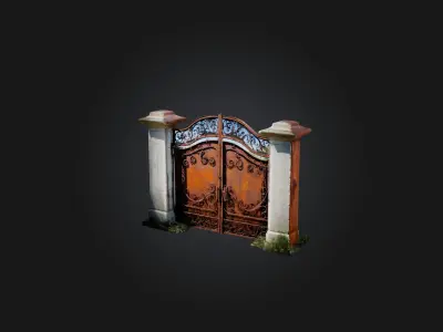 Rusted Iron Gate Low-poly 3D model