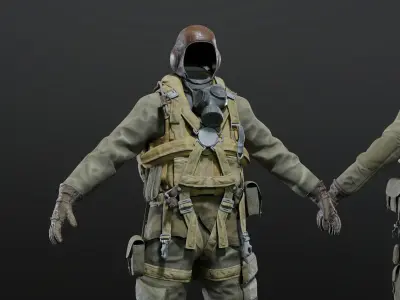 SOLDIER WWII USA Paratrooper Rigged 3D model