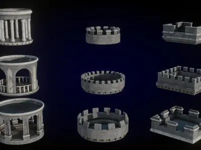 Medieval Modular Tower Pack Low-poly 3D model