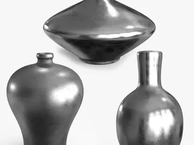 Metal Vase Collection 3D Model Pack