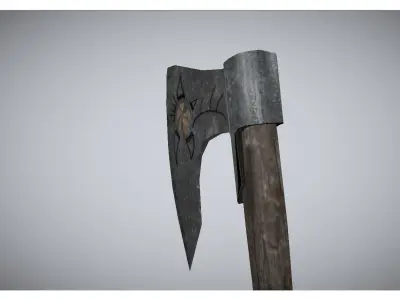 low poly medieval axe Low-poly 3D model