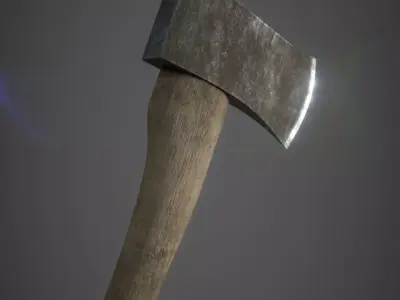 PBR Wood Axe Low-poly 3D model