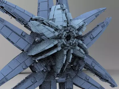 Bio Ship Flower Ship Station   Low-poly 3D model