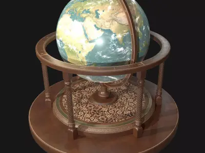 Globe PBR Low-poly 3D model
