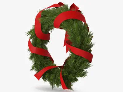 Christmas Wreath with Bows and Ribbon 3D model