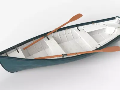 Green wooden boat 3D model