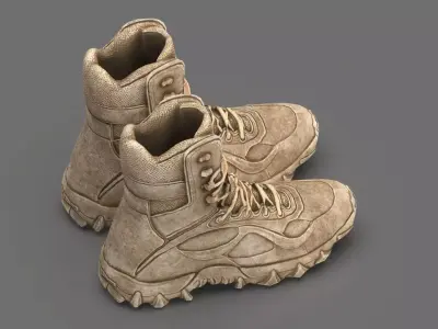 Tactical Desert Combat Boot Low-poly 3D model