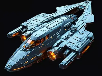 Scifi Gunship Futuristic Spacecraft Model Low-poly 3D model