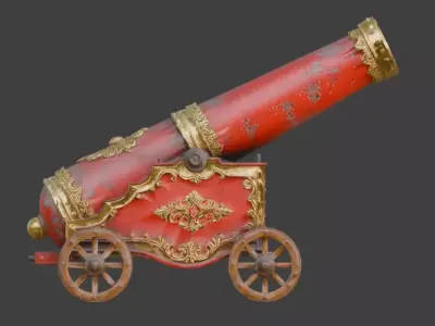 Vintage Circus Human Cannon 3D Model V03 Low-poly 3D model