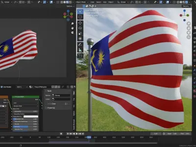 Animated Malaysia Flags 3D model