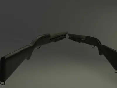 Shotgun Low-poly 3D model 15