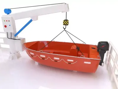 fast rescue boat Low-poly 3D model