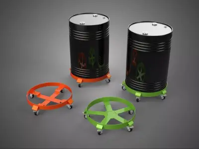 WHEEL CASTER OIL DRUM BARREL ROLLING TRANSPORT DOLLY CART HOLDER 3D model