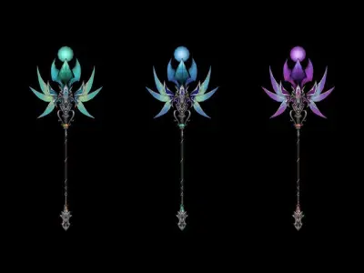 Elven Scepter Low-poly 3D model