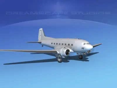 Douglas R-4D Dakota Bare Metal 3D model