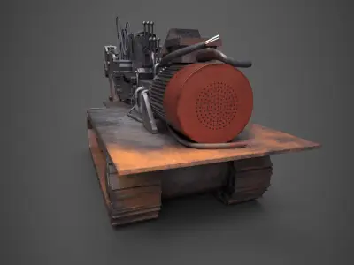 Heavy Duty Tunnel Excavator Rusted Machine Low-poly 3D model