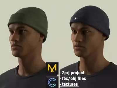 Military Ribbed Hats 3D model