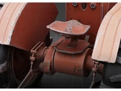 Vintage Rusty Red Farm Tractor prop 3D model