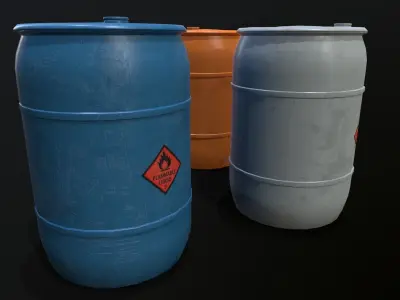 Plastic  Barrel Game-ready Low-poly 3D model